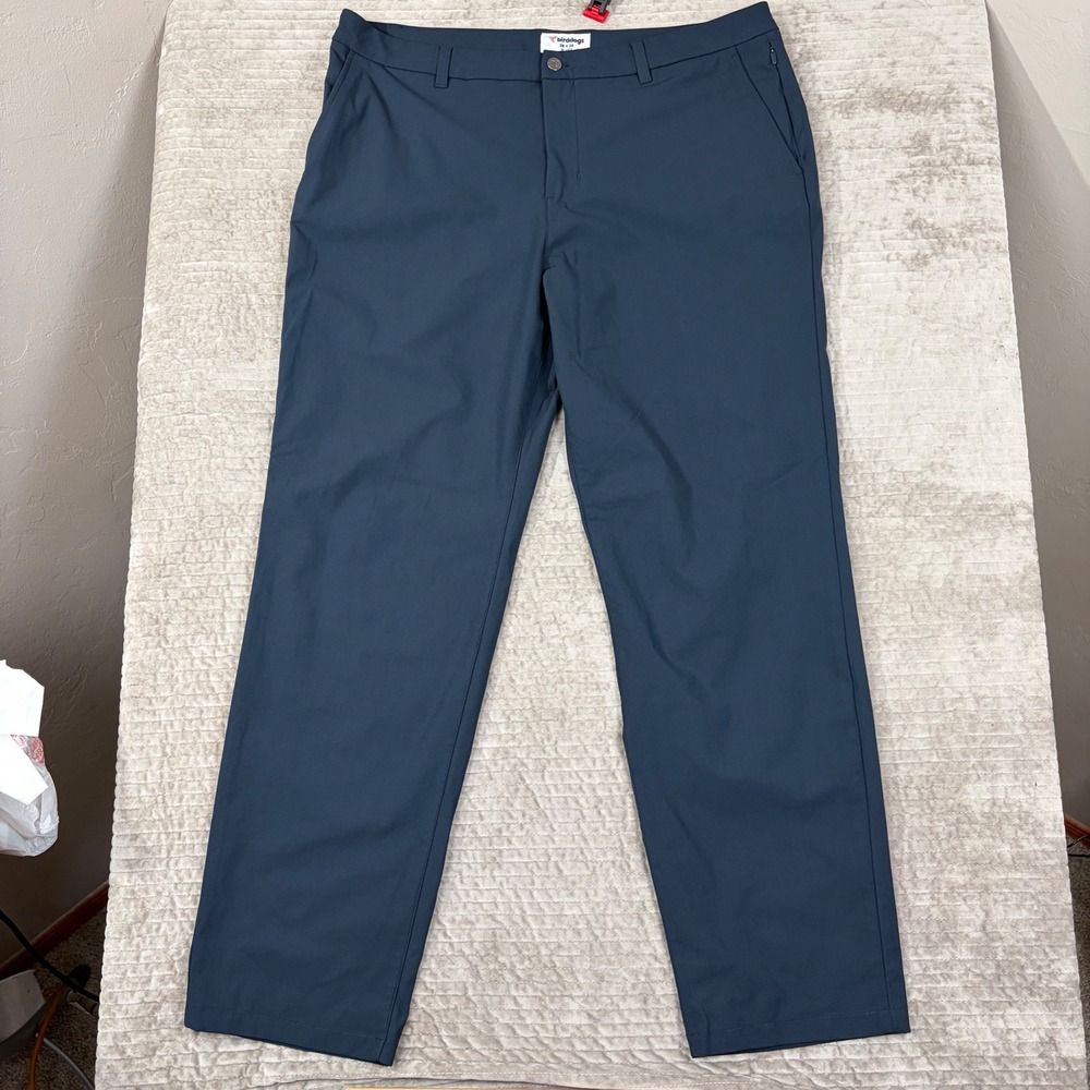 Birddogs Mens Relaxed Fit Performance Pants Navy Blue 38x34 Golf Chino‎ Trousers